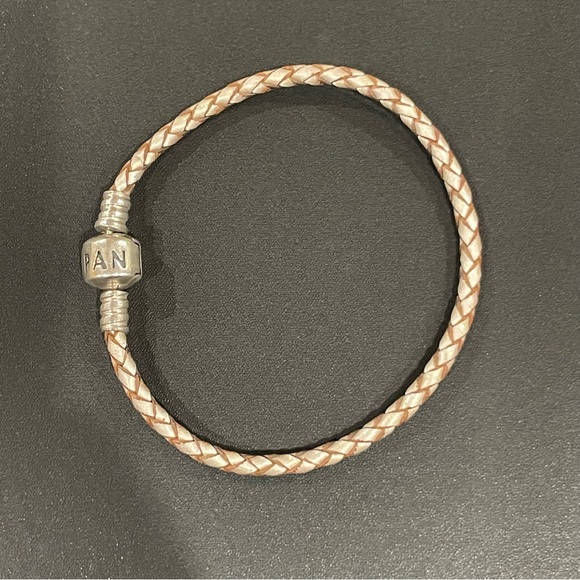 Pandora Jewelry - Pandora Silver & Champagne Leather Bracelet